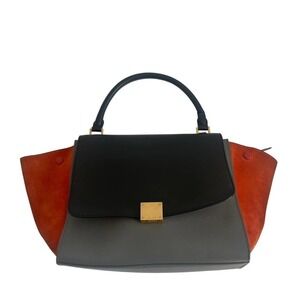 CELINE 2WAYHand Bag Trapeze Shoulder bag Gray x Black x Orange